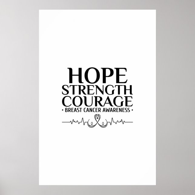 breast cancer awareness with a ribbon and a quote. poster (Front)