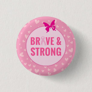 Breast Cancer Awareness with Pink Ribbon   3 Cm Round Badge