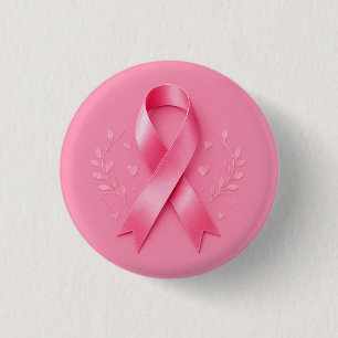 Breast Cancer Awareness with Pink Ribbon 3 Cm Round Badge