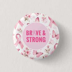 Breast Cancer Awareness with Pink Ribbon 3 Cm Round Badge