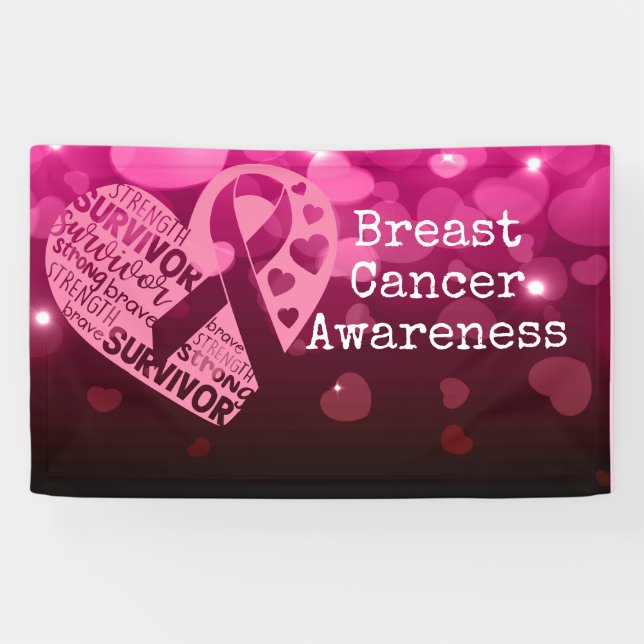 Breast Cancer Awareness with Pink Ribbon  Banner (Horizontal)