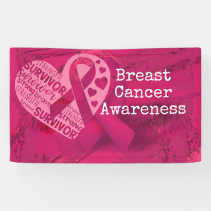 Breast Cancer Awareness with Pink Ribbon  Banner