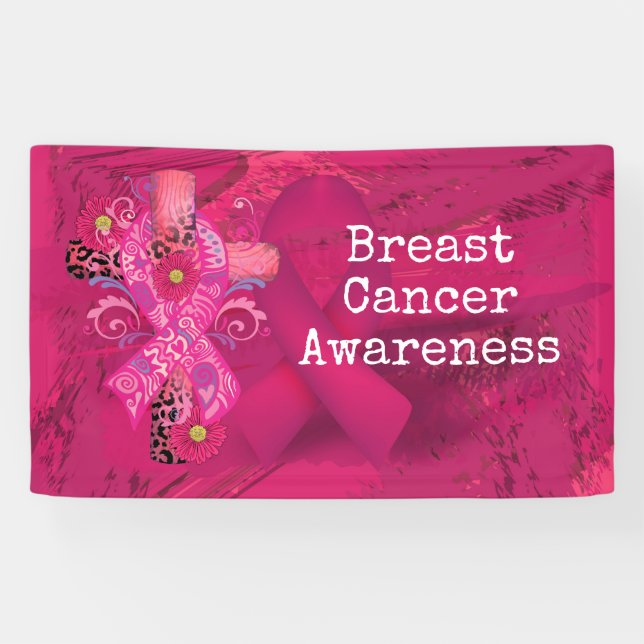 Breast Cancer Awareness with Pink Ribbon   Banner (Horizontal)