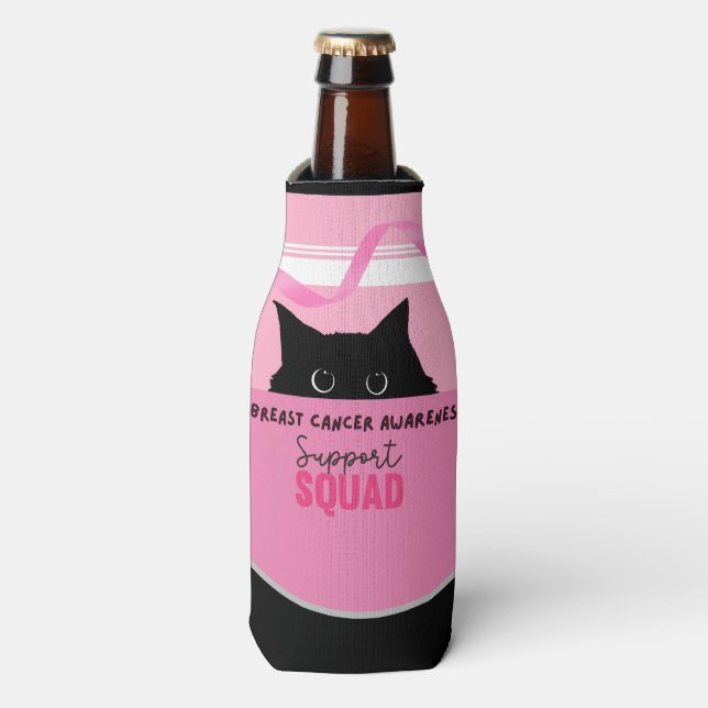 Breast Cancer Awareness with Pink Ribbon Bottle Cooler (Bottle Front)