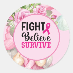 Breast Cancer Awareness with Pink Ribbon  Classic Round Sticker