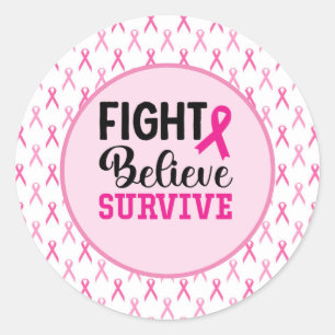 Breast Cancer Awareness with Pink Ribbon Classic Round Sticker