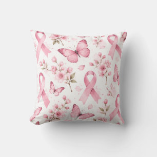 Breast Cancer Awareness with Pink Ribbon Cushion