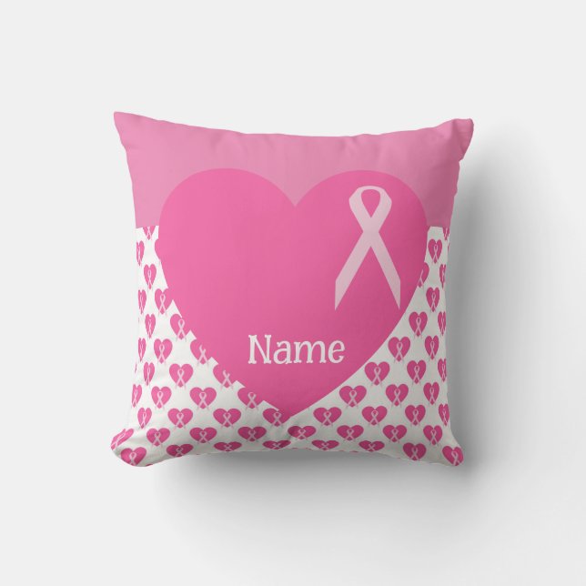 Breast Cancer Awareness with Pink Ribbon Cushion (Front)