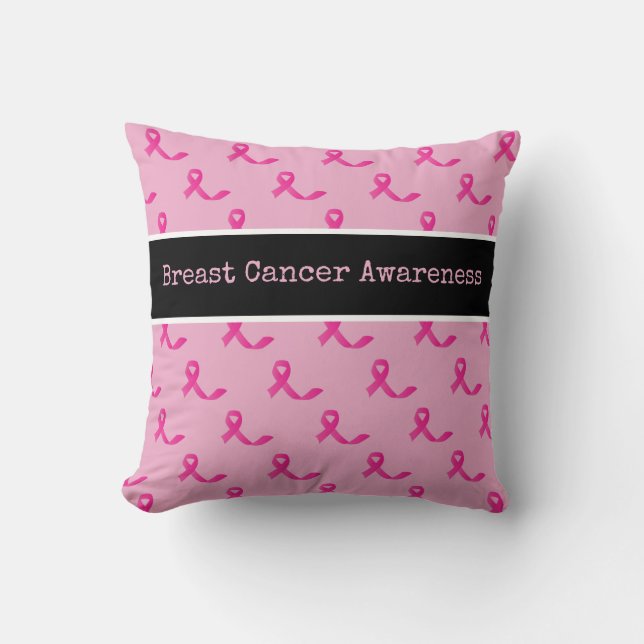 Breast Cancer Awareness with Pink Ribbon Cushion (Front)