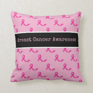 Breast Cancer Awareness with Pink Ribbon Cushion