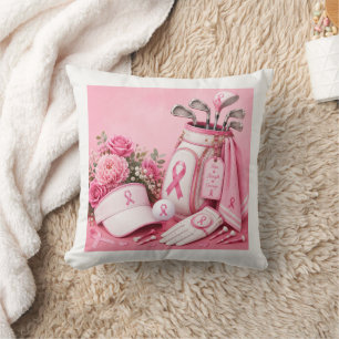 Breast Cancer Awareness with Pink Ribbon Cushion