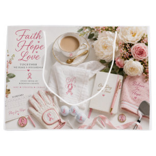 Breast Cancer Awareness with Pink ribbon golf Large Gift Bag