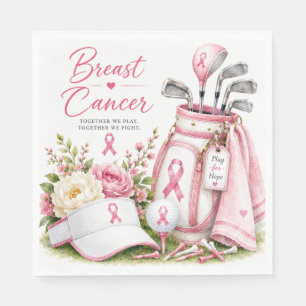 Breast Cancer Awareness with Pink ribbon golf Napkin