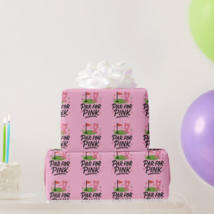 Breast Cancer Awareness with Pink ribbon Heart Wrapping Paper