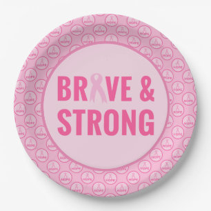 Breast Cancer Awareness with Pink Ribbon  Paper Plate