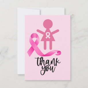 Breast Cancer Awareness with Pink Ribbon  Thank You Card