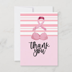 Breast Cancer Awareness with Pink Ribbon Thank You Card