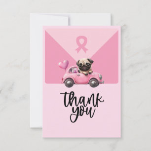 Breast Cancer Awareness with Pink Ribbon  Thank You Card