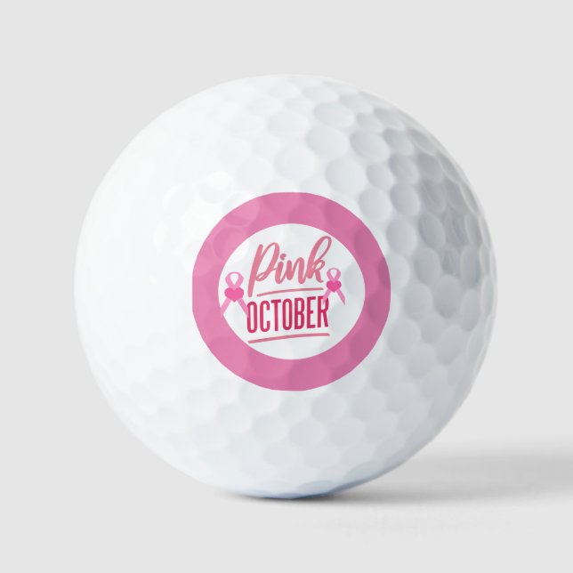Breast Cancer Awareness with Pink Ribbon theme Golf Balls (Front)