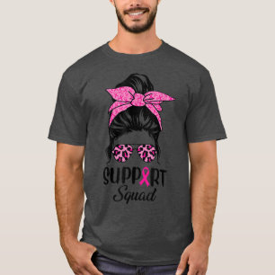 Breast Cancer Awareness Women Messy Bun Support S T-Shirt