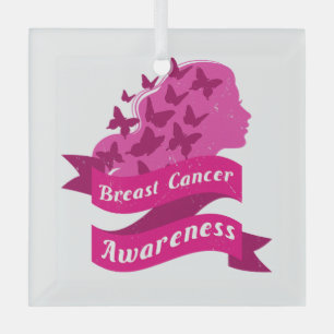 breast cancer awareness womens butterfly pink octo glass tree decoration