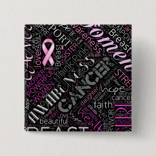 Breast Cancer Awareness Word Cloud ID261 15 Cm Square Badge