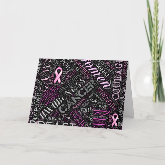 Breast Cancer Awareness Word Cloud ID261 Card (Front)