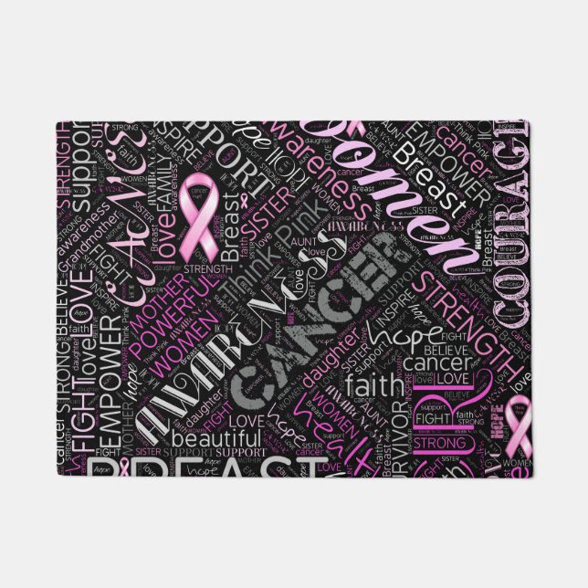 Breast Cancer Awareness Word Cloud ID261 Doormat (Front)