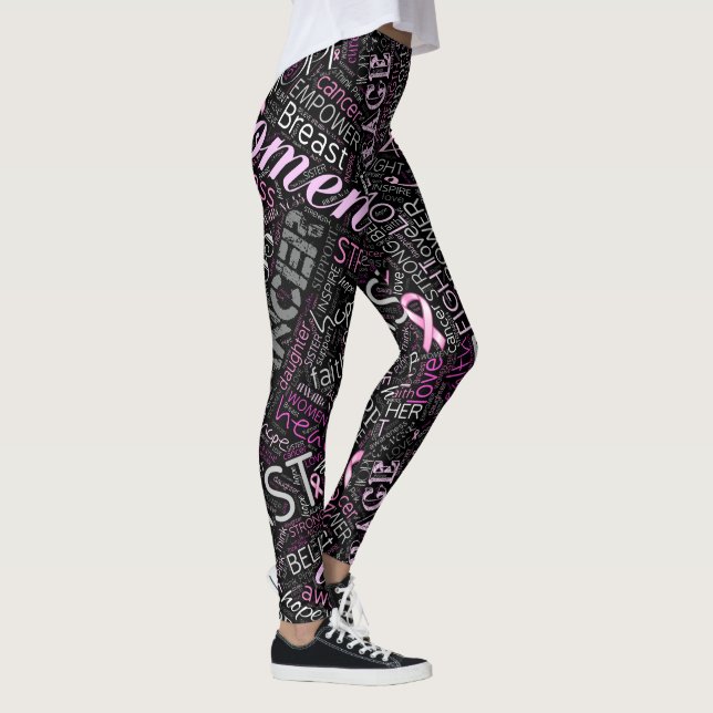 Breast Cancer Awareness Word Cloud ID261 Leggings (Right)