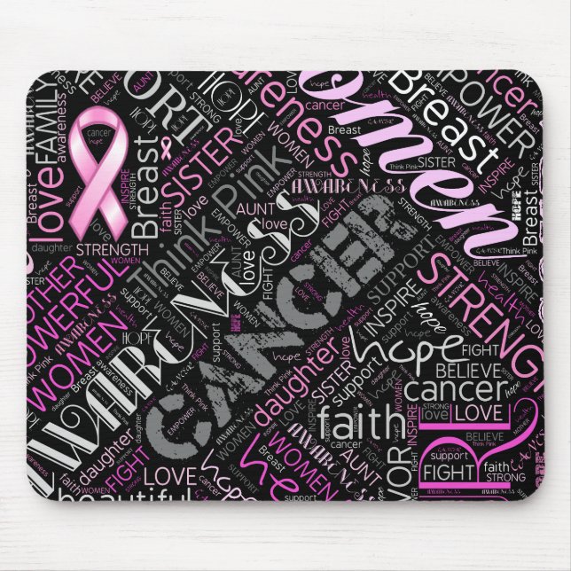 Breast Cancer Awareness Word Cloud ID261 Mouse Mat (Front)