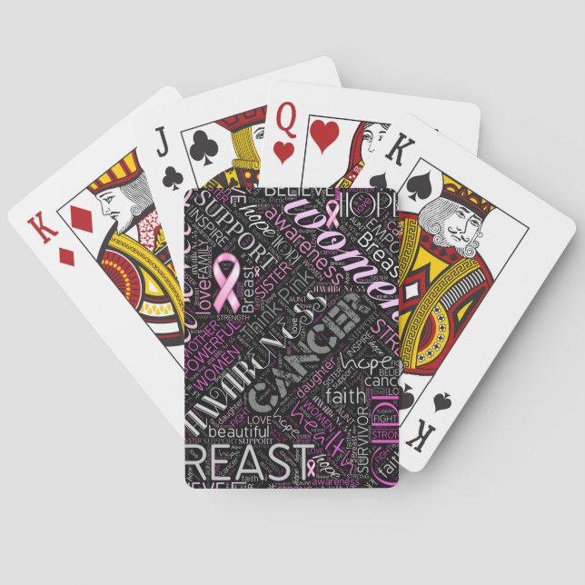 Breast Cancer Awareness Word Cloud ID261 Playing Cards (Back)