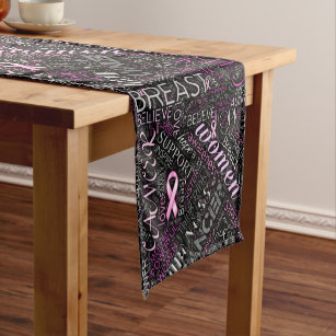 Breast Cancer Awareness Word Cloud ID261 Short Table Runner