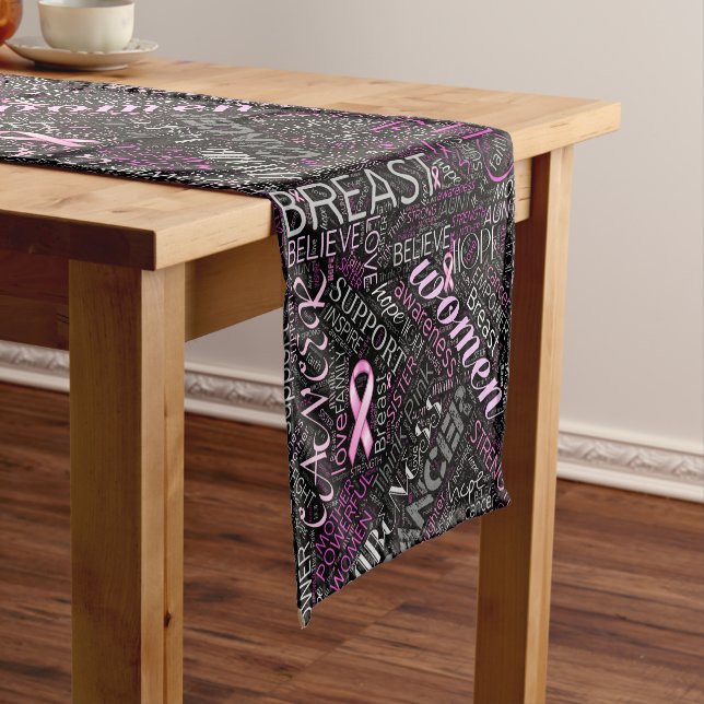 Breast Cancer Awareness Word Cloud ID261 Short Table Runner (In Situ)