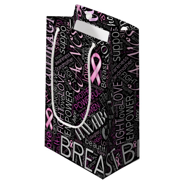 Breast Cancer Awareness Word Cloud ID261 Small Gift Bag (Front Angled)