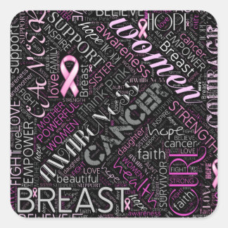 Breast Cancer Awareness Word Cloud ID261 Square Sticker