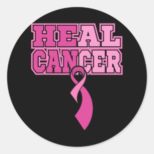 Breast Cancer Awareness World Cancer Day HEAL CANC Classic Round Sticker