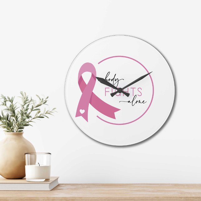 Breast Cancer Awarness Nobody Fights Alone Large Clock (Creator Uploaded)