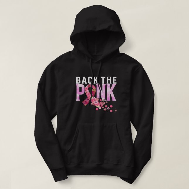 Breast Cancer Back The Pink Ribbon Flower Decor Br Hoodie (Design Front)