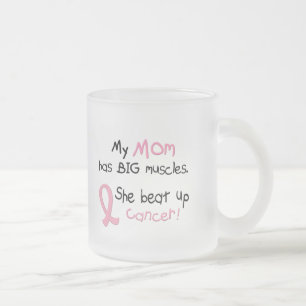Breast Cancer BIG MUSCLES 1.1 Mum Frosted Glass Coffee Mug