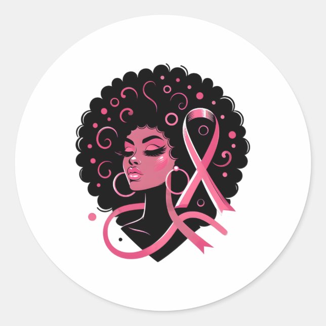 Breast Cancer Black African American Women Support Classic Round Sticker (Front)