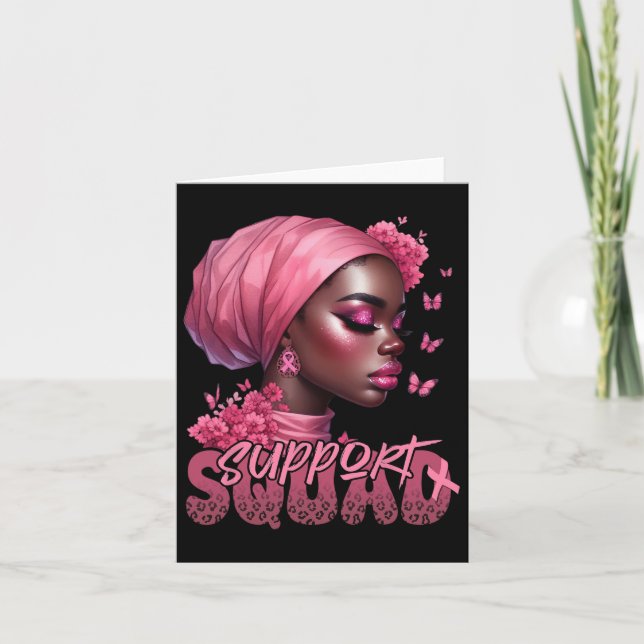 Breast Cancer Black Woman Shirt Support Squad Blac Card (Front)