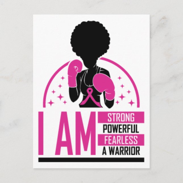 Breast cancer black woman warrior melanin survivor holiday postcard (Front)