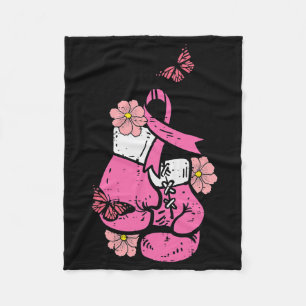 Breast Cancer Boxing Glove Pink Ribbon Awareness F Fleece Blanket