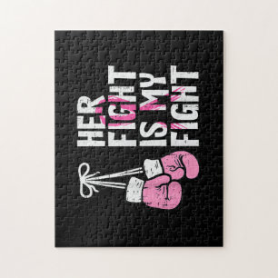 Breast Cancer Boxing Gloves Her Fight My Fight Wom Jigsaw Puzzle