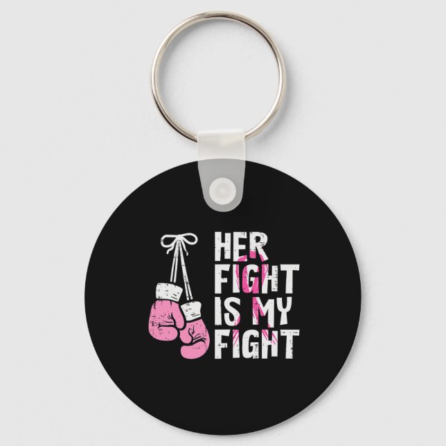 Breast Cancer Boxing Gloves Her Fight My Fight Wom Key Ring (Front)