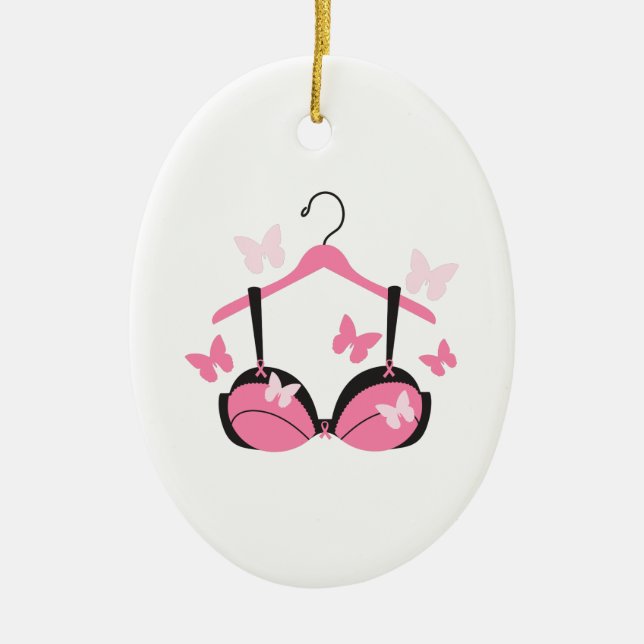 Breast Cancer Bra Ceramic Tree Decoration (Front)