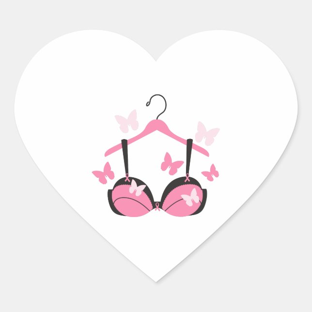 Breast Cancer Bra Heart Sticker (Front)