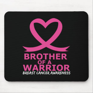 Breast Cancer Brother Of A Warrior Pink Heart Ribb Mouse Mat