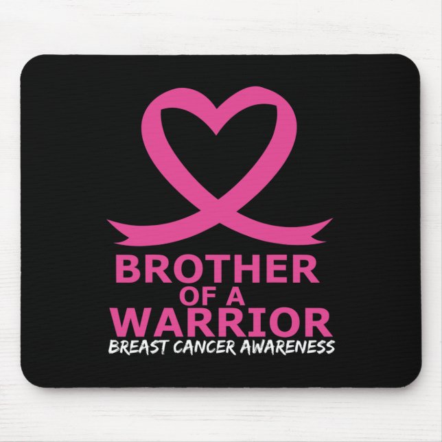 Breast Cancer Brother Of A Warrior Pink Heart Ribb Mouse Mat (Front)