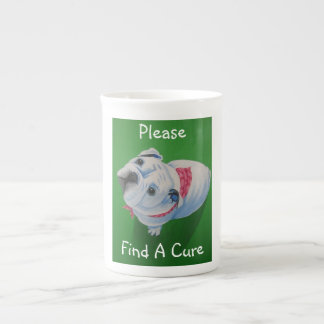 breast cancer, bull dog, pink ribbon bone china mug